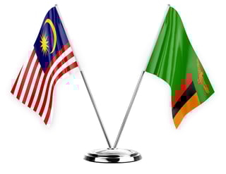 Malaysia and Zambia crossed flags