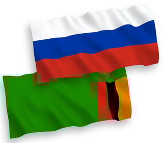 Russia and Zambia flags together
