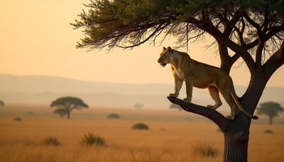 Lioness Perched in a tree