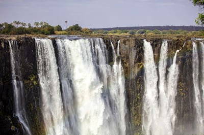 Victoria Falls plunging over cliff