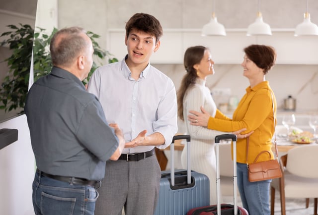 A Young Couple Visiting Family Members Abroad