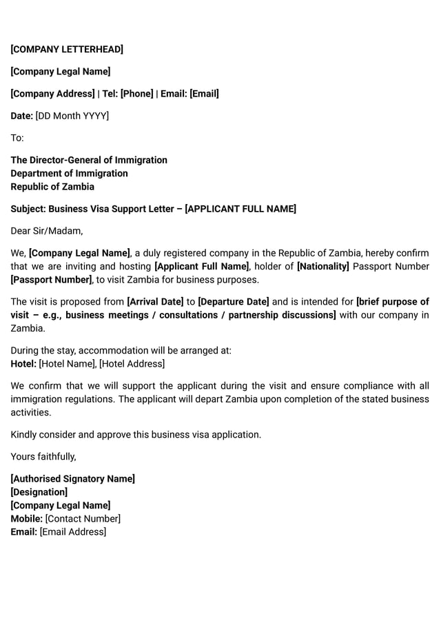 Sample Host Cover Letter For Business Evisa