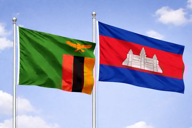 Zambia And Cambodia Flags