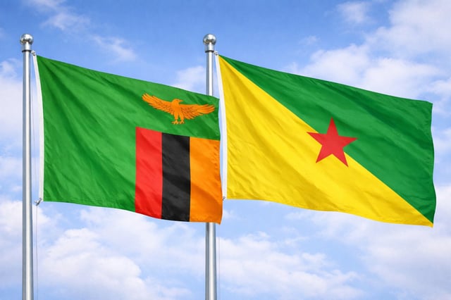 Zambia And French Guiana Flags
