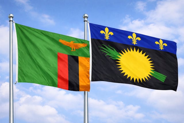 Zambia And Guadeloupe Flags