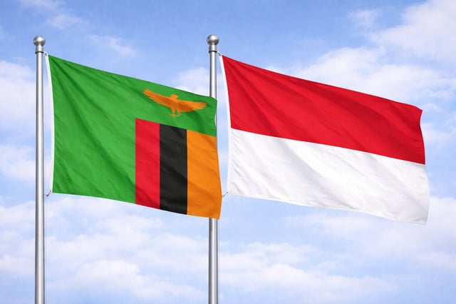 Zambia And Indonesia Flags