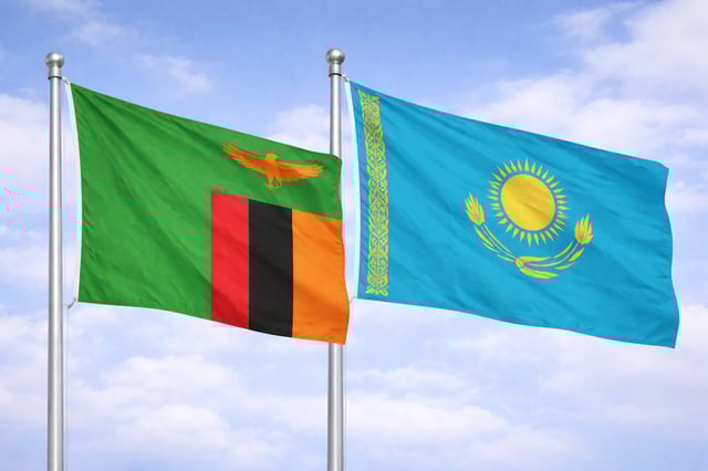 Zambia And Kazakhstan Flags