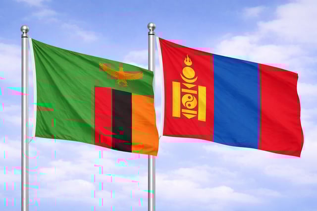 Zambia And Mongolia Flags