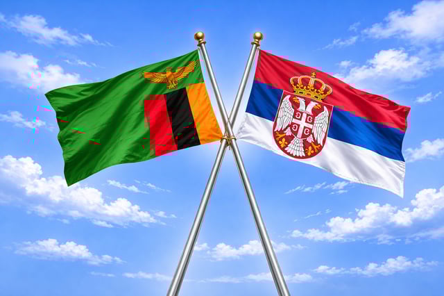 Zambia And Serbia Flags