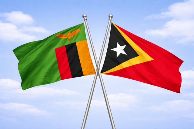 Zambia And Timor-Leste Flags