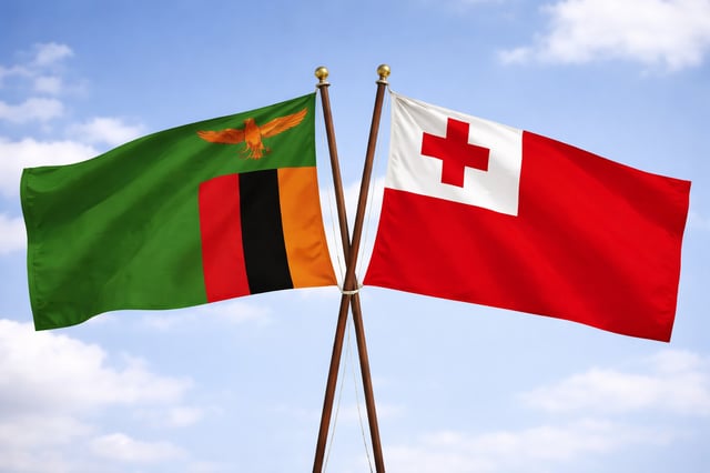 Zambia And Tonga Flags