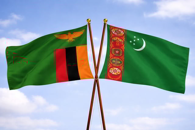 Zambia And Turkmenistan Flags