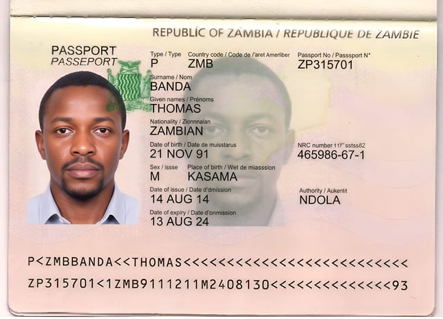 Zambian Hosts Passport Scan Sample