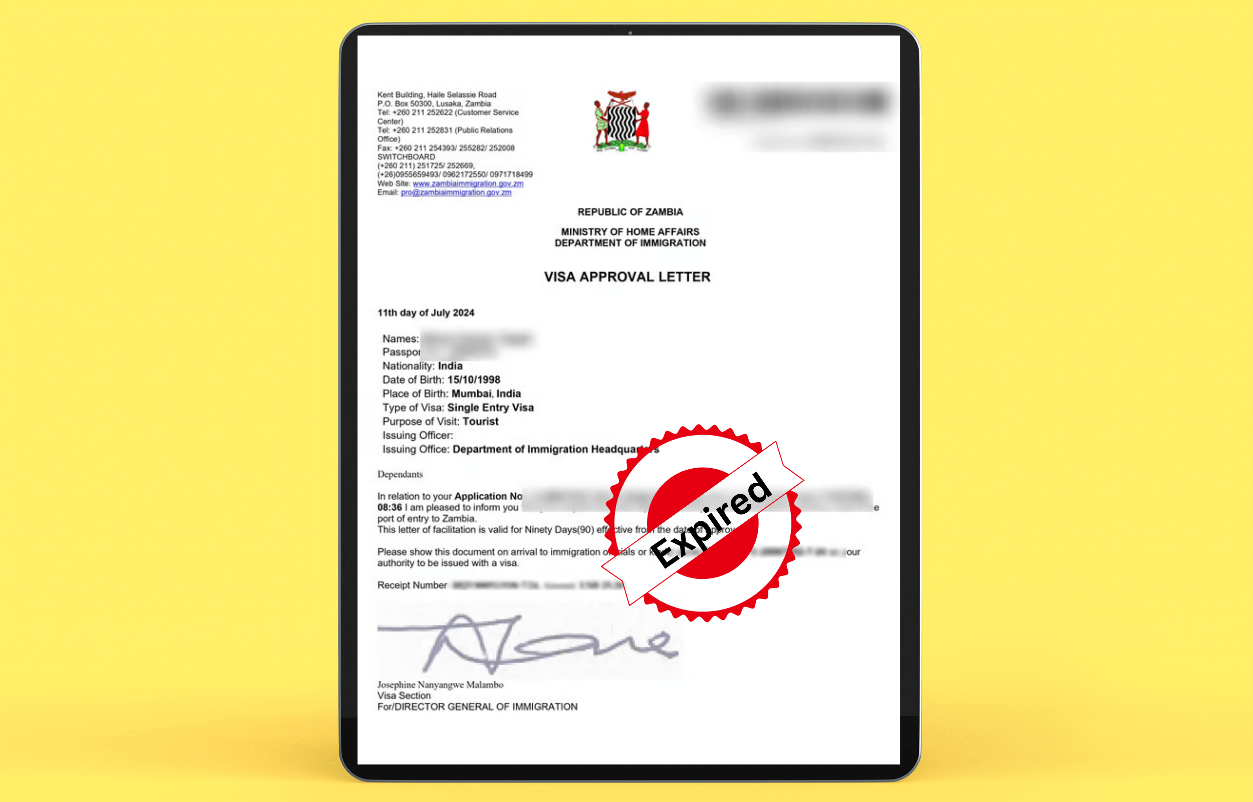 zambia visa expired