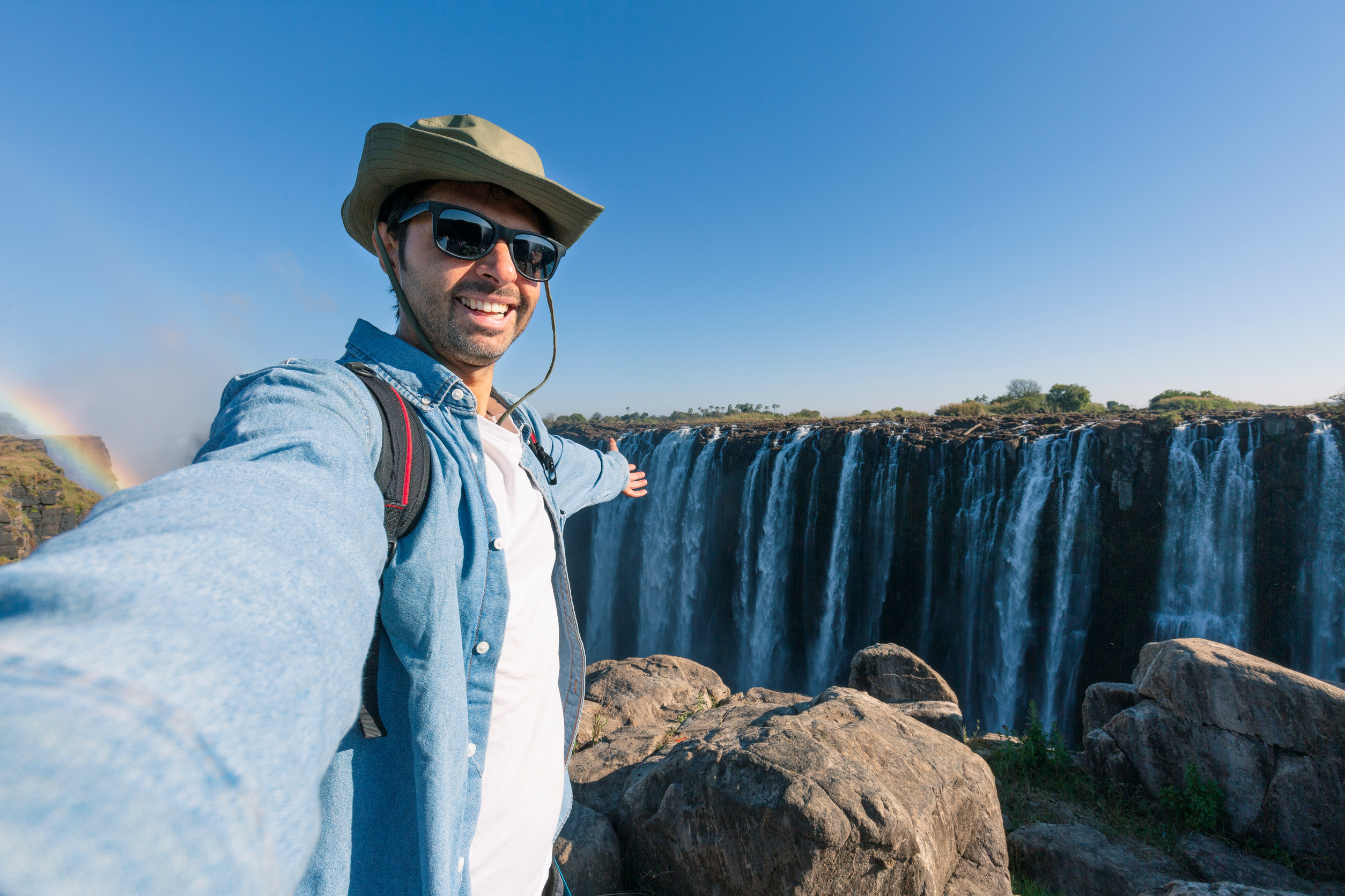 Tourist Selfie At Victoria Falls