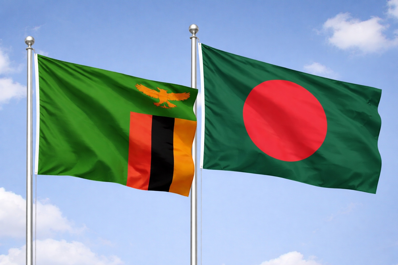Zambia And Bangladesh Flags