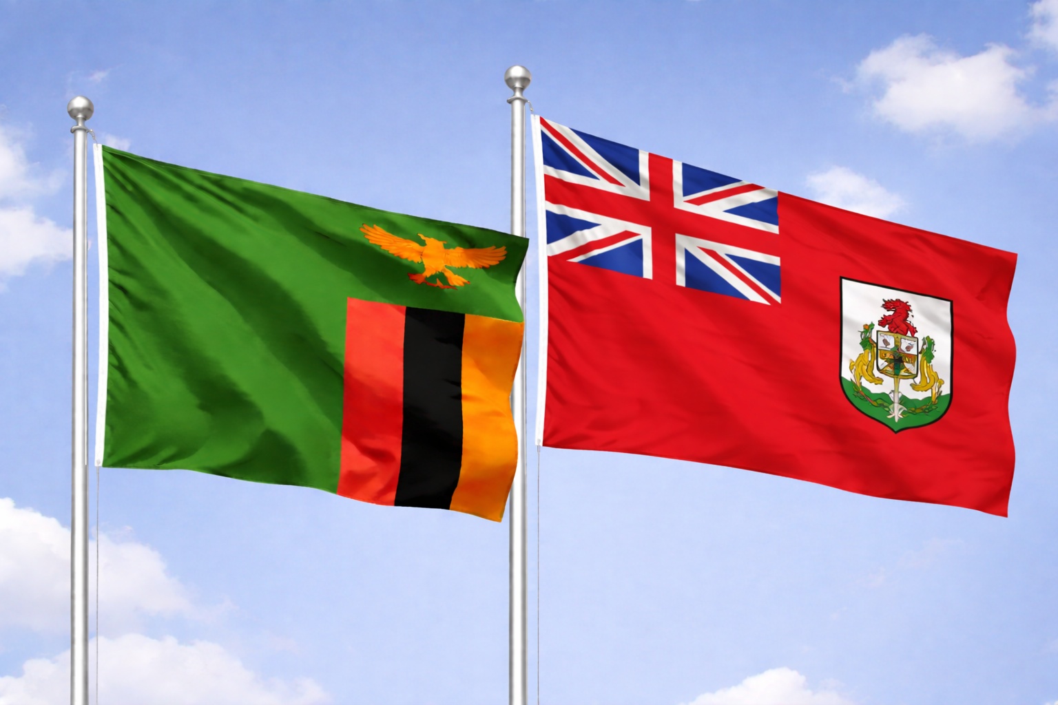 Zambia And Bermuda Flags