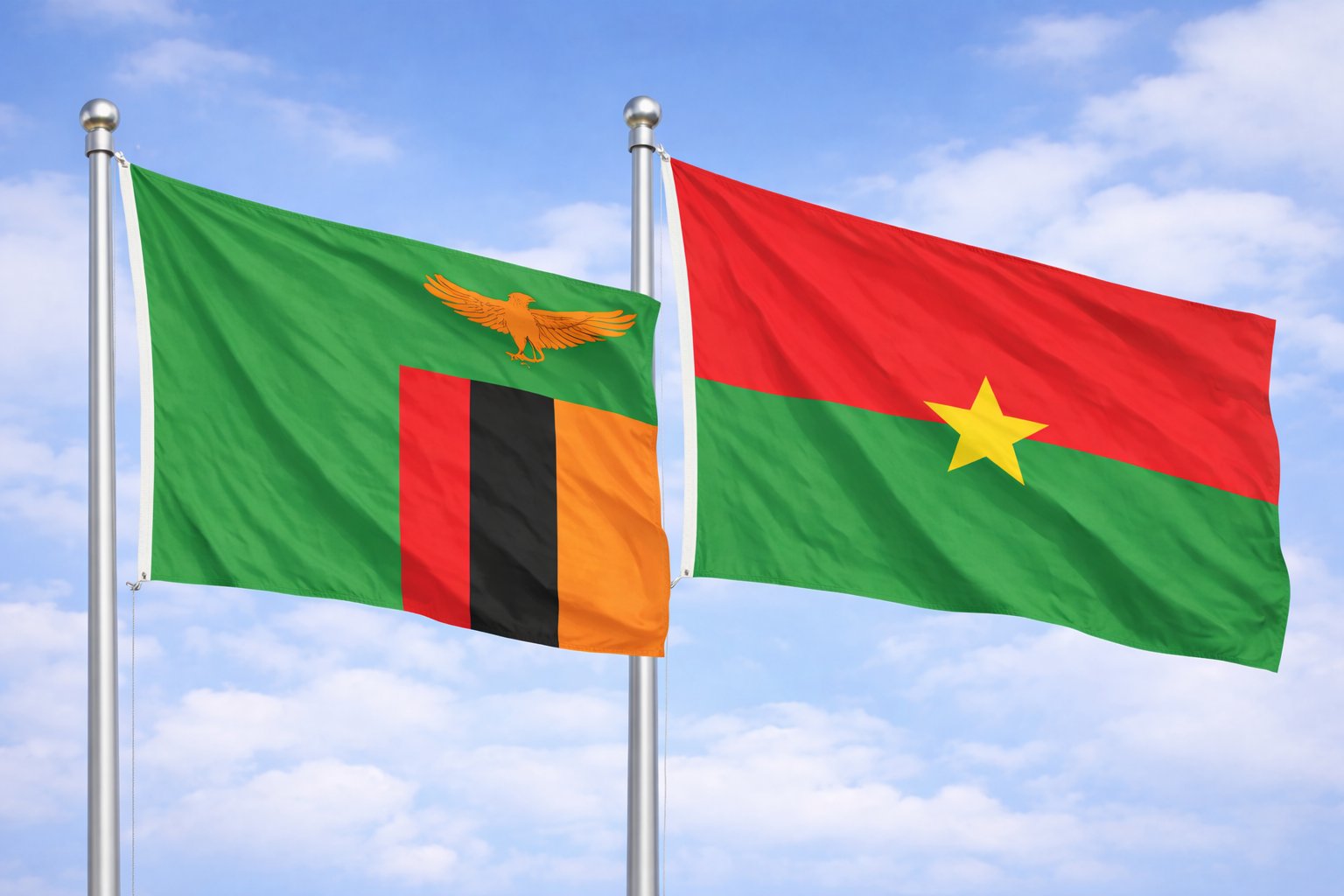 Zambia And Burkina Faso Flags