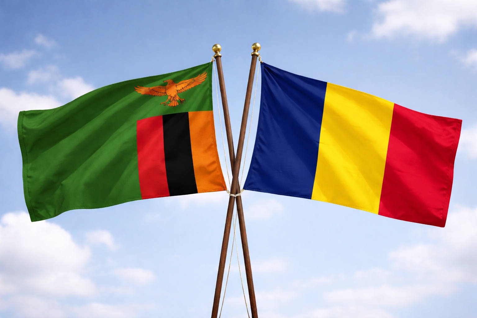 Zambia And Chad Flags