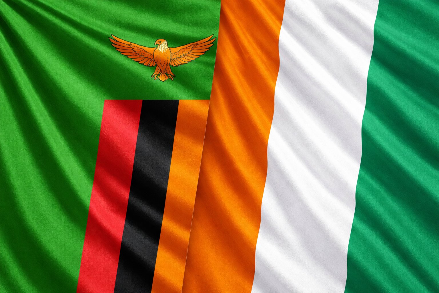 Zambia And Côte d'Ivoire Flags