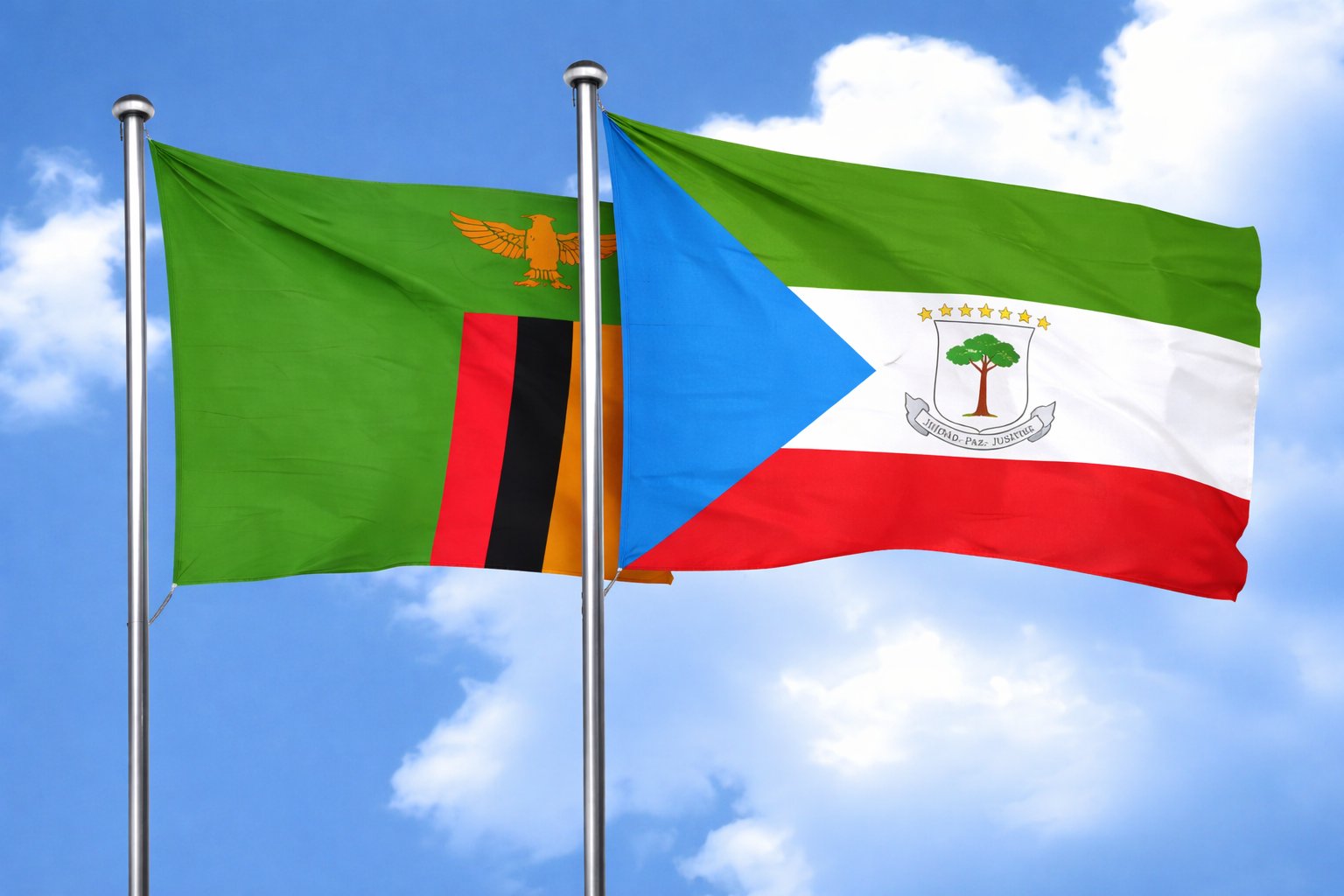 Zambia And Equatorial Guinea Flags