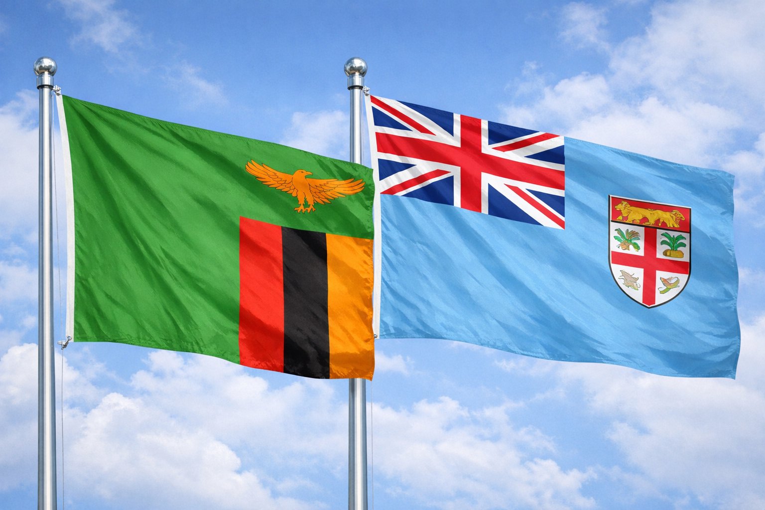 Zambia And Fiji Flags