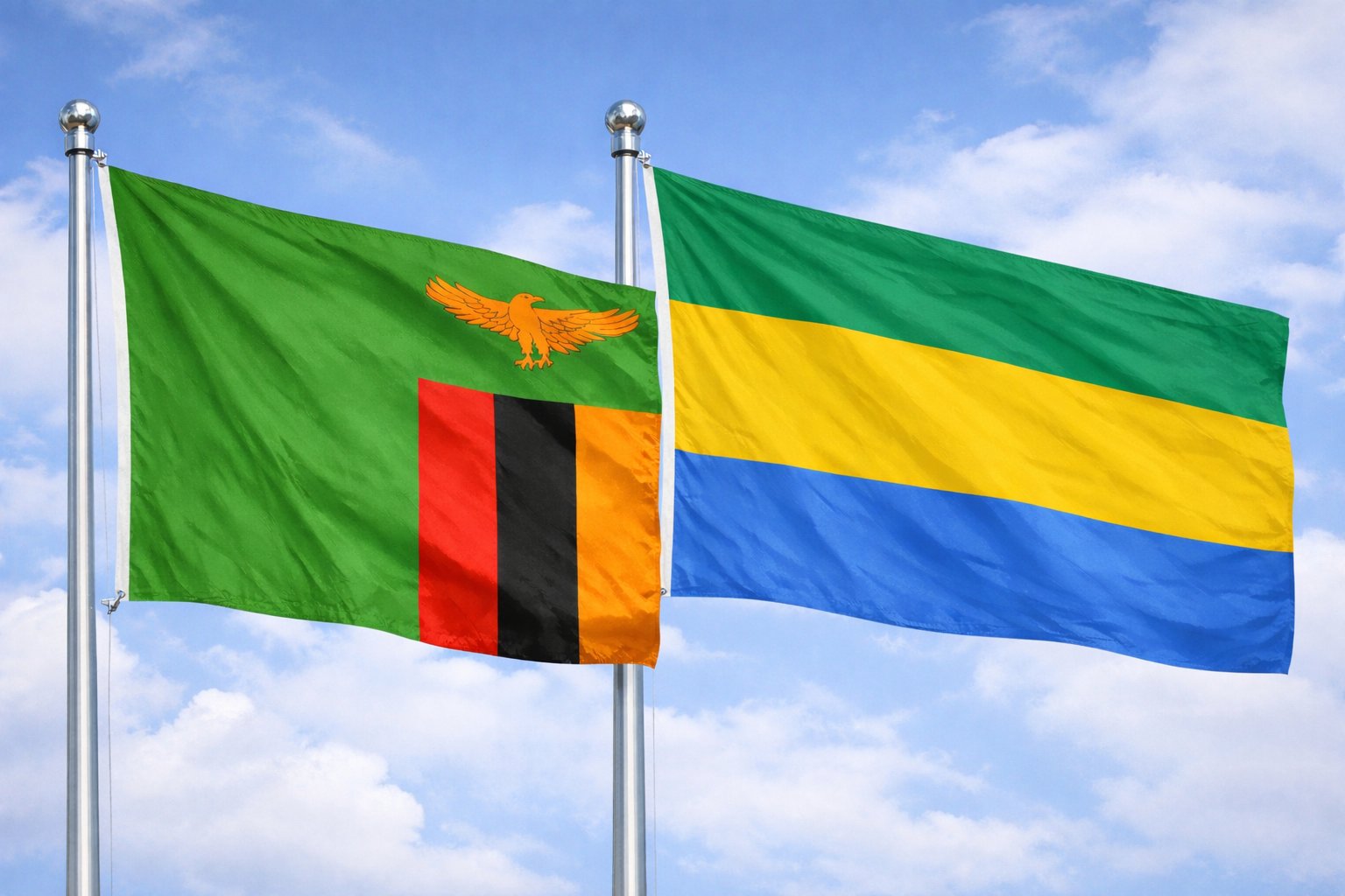 Zambia And Gabon Flags