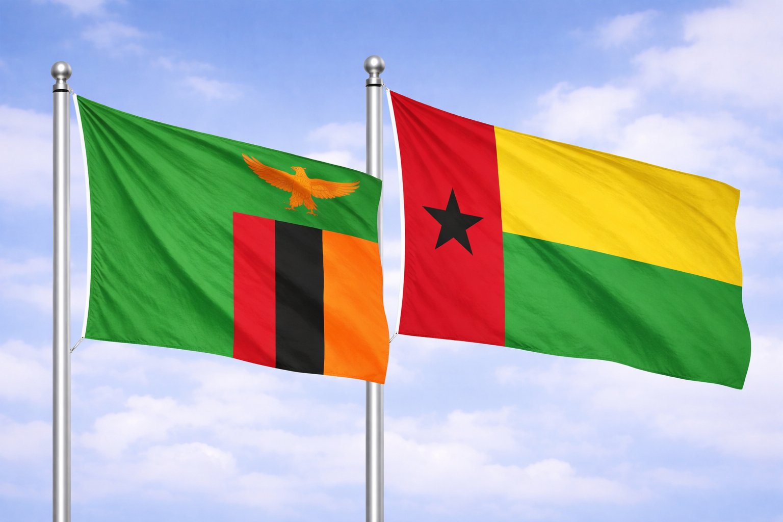 Zambia And Guinea-Bissau Flags