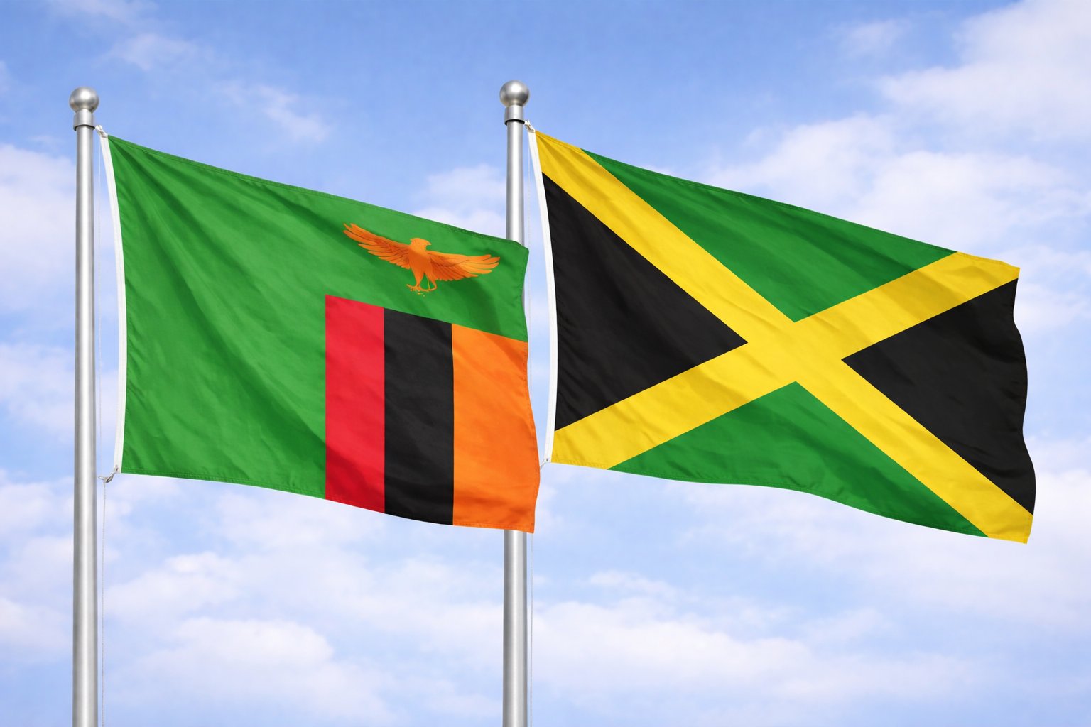 Zambia And Jamaica Flags