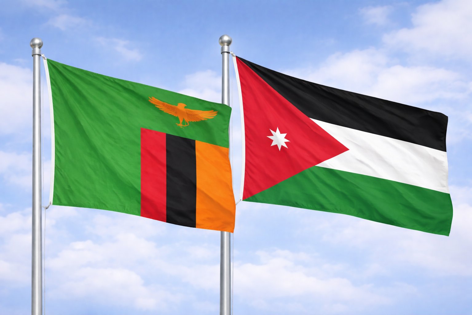 Zambia And Jordan Flags