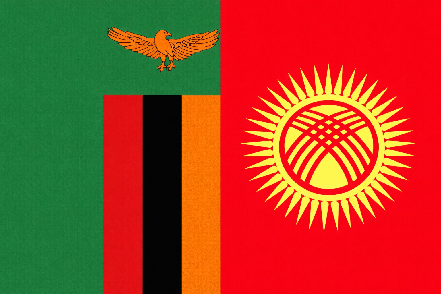 Zambia And Kyrgyzstan Flags