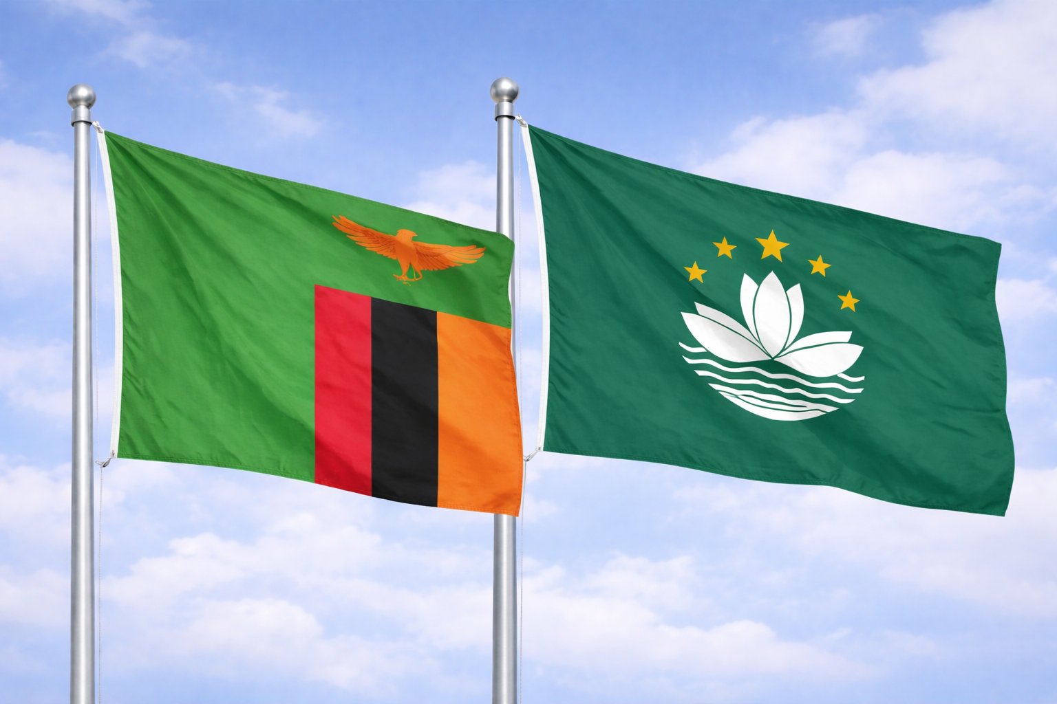 Zambia And Macau Flags