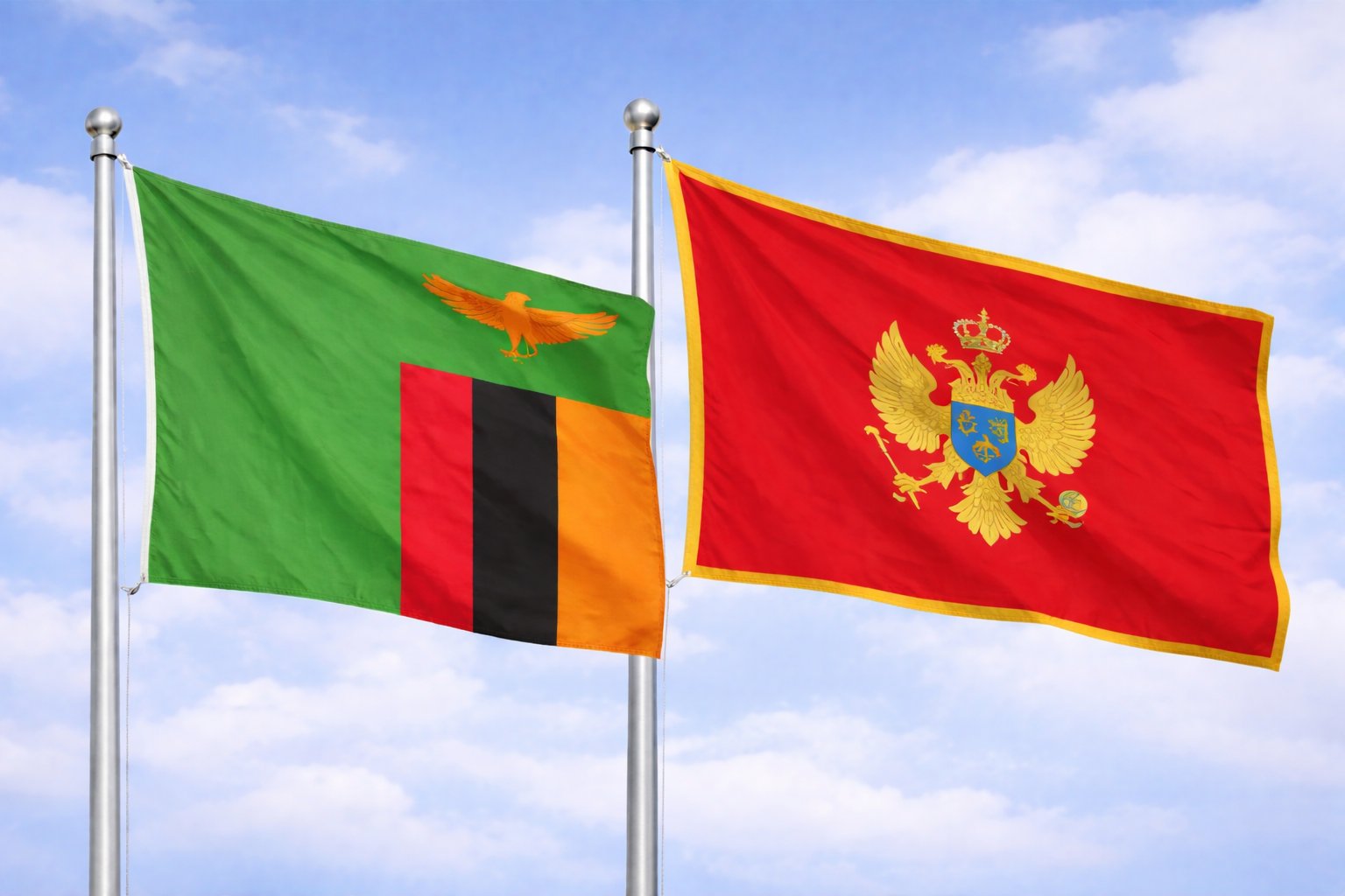 Zambia And Montenegro Flags