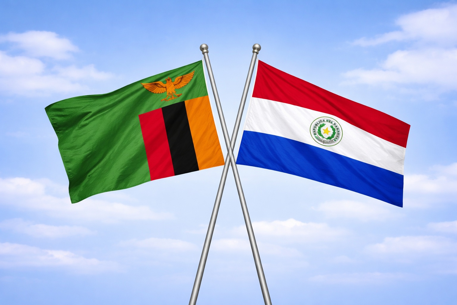 Zambia And Paraguay Flags