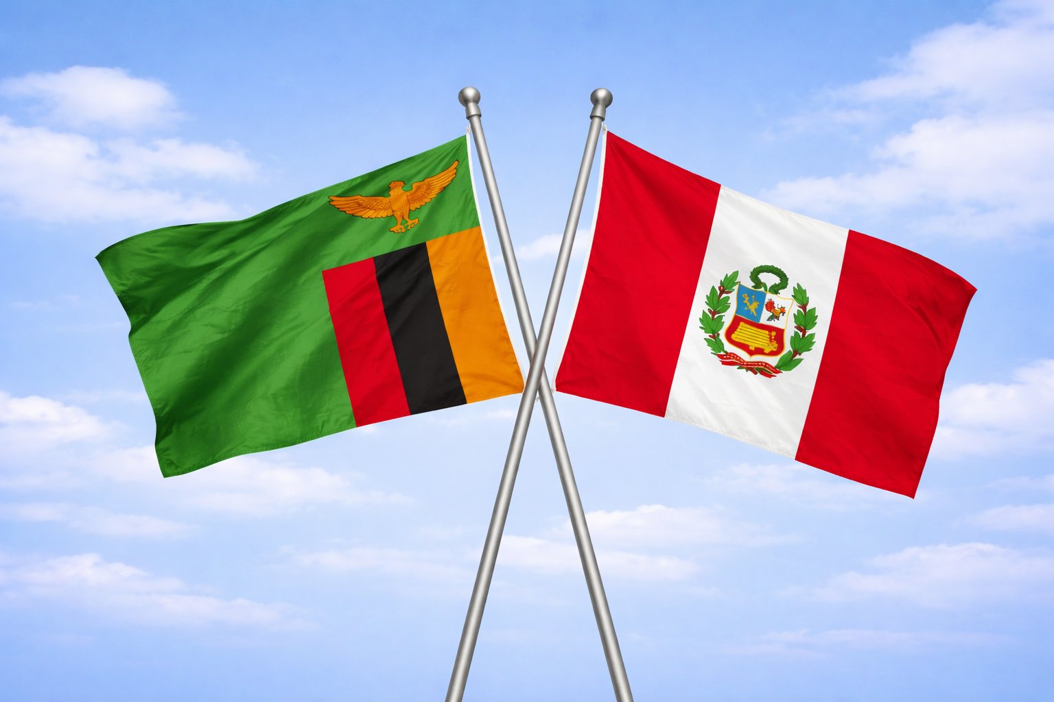 Zambia And Peru Flags