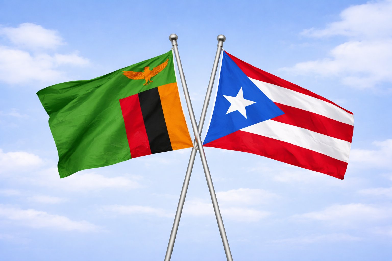 Zambia And Puerto Rico Flags
