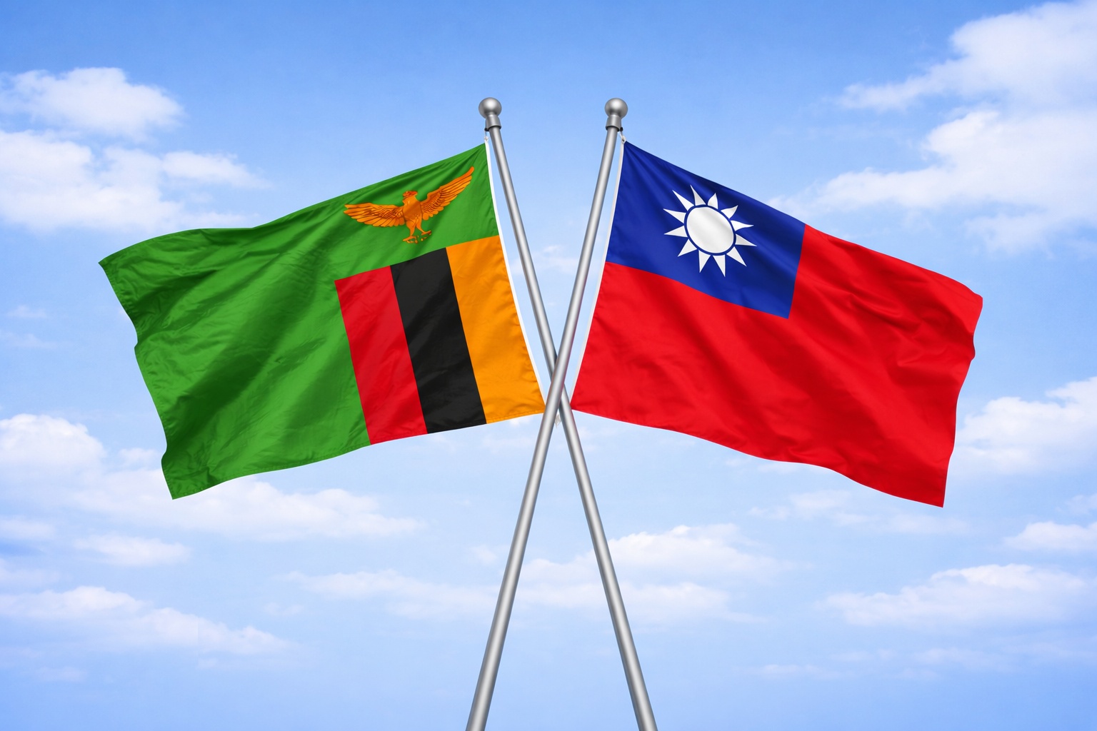 Zambia And Taiwan Flags