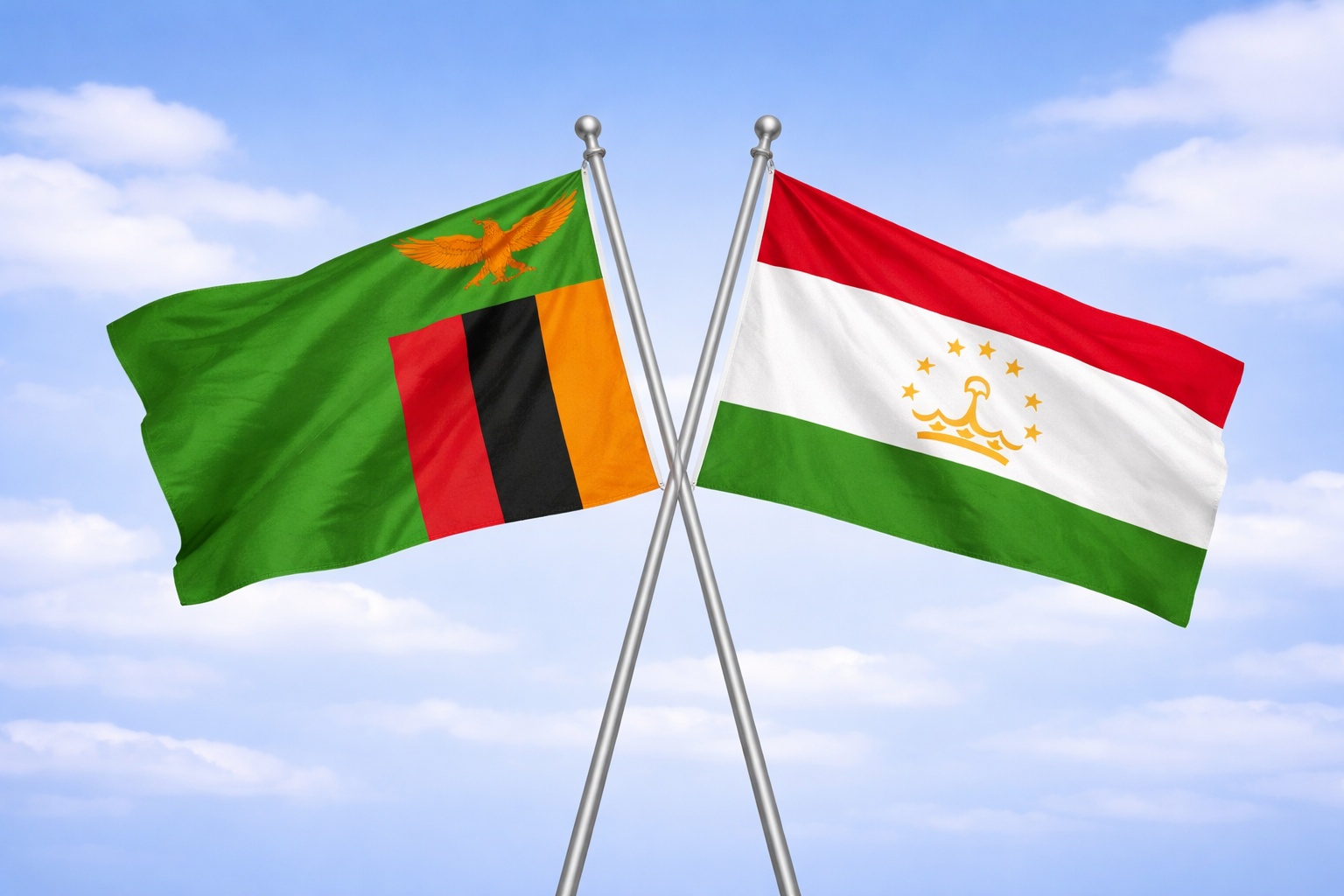 Zambia And Tajikistan Flags