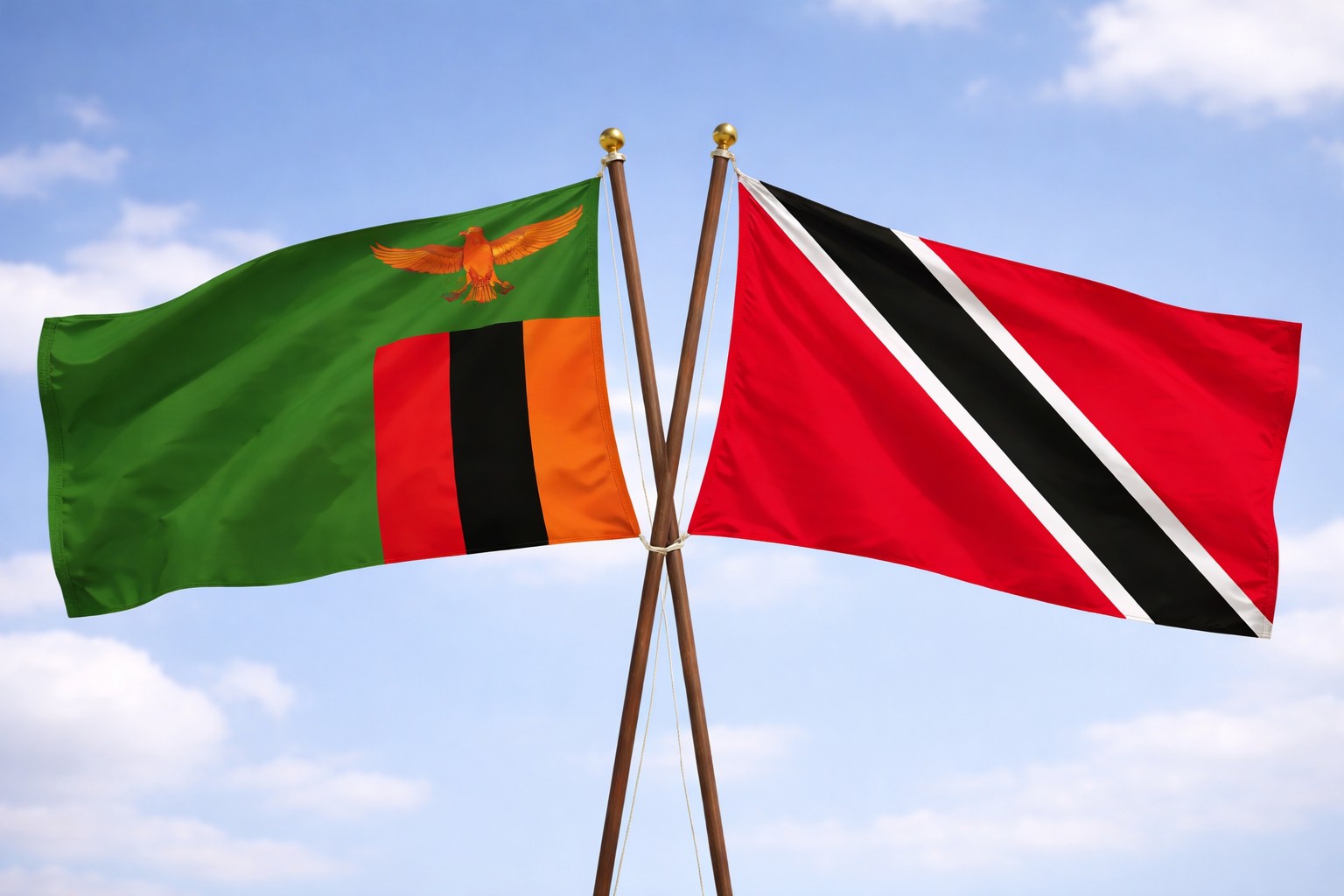 Zambia And Trinidad and Tobago Flags