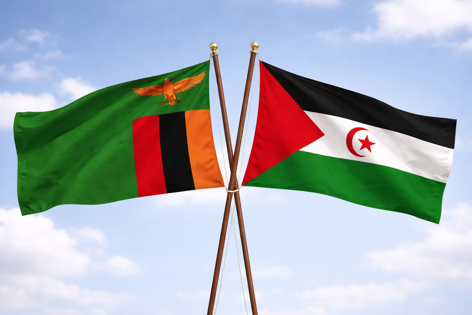 Zambia And Western Sahara Flags