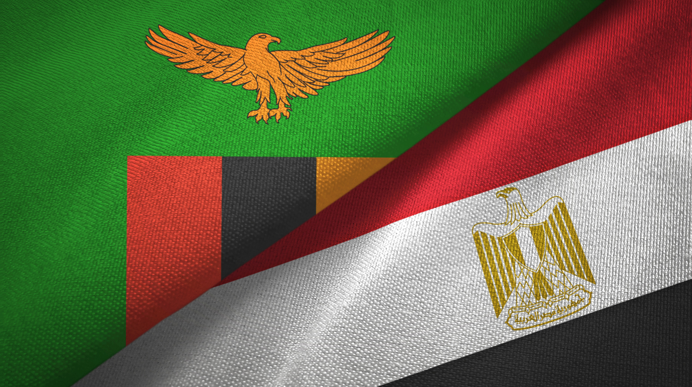 The flags of Zambia and Egypt side-by-side